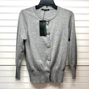 NWT Flavio Castellani Rhinestone Button Cardigan Wool Blend Size 40=4